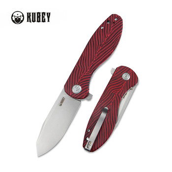 Kubey Master Chief Folding Knife Red/Black Damascus/G10 Handle AUS-10 Reverse Tanto Plain Edge Beadblast Finish KU358J Kubey Master Chief Folding Knife Red/Black Damascus/G10 Handle AUS-10 Reverse Tanto Plain Edge Beadblast Finish KU358J