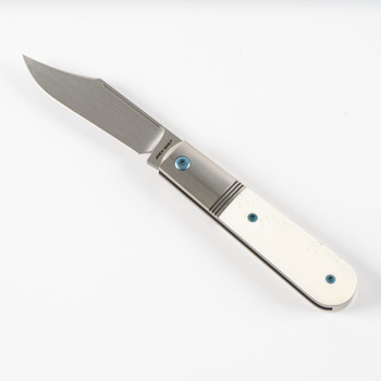 Jack Wolf Knives Big Bro Jack Folding Knife Smooth White Bone Handle S90V Plain Edge Hand Satin Finish