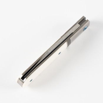 Jack Wolf Knives Big Bro Jack Folding Knife Smooth White Bone Handle S90V Plain Edge Hand Satin Finish