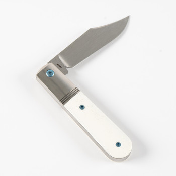 Jack Wolf Knives Big Bro Jack Folding Knife Smooth White Bone Handle S90V Plain Edge Hand Satin Finish