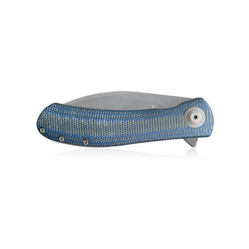 Trollsky Knives Mandu XL Liner Lock Folding Knife Blue Micarta Handle D2 Plain Edge Dark Beadblast Finish MT016-XL