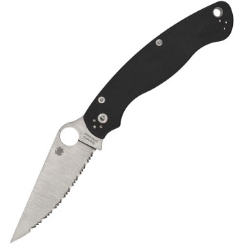 Spyderco Military 2 Folding Knife Black G10 Handle S30V Serrated Edge Satin Finish C36GS2