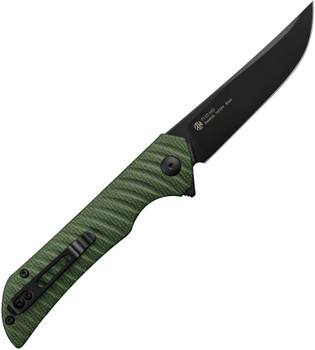Ruike P122-MG Linerlock Folding Knife Green Micarta Handle 14C28N Plain Black Blade