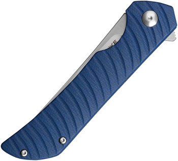 Ruike P122-ME Linerlock Folding Knife Blue Micarta Handle 14C28N Plain Edge Satin Finish