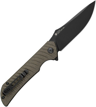 Ruike P123-MB Linerlock Folding Knife Black Micarta Handle 14C28N Plain Black Blade