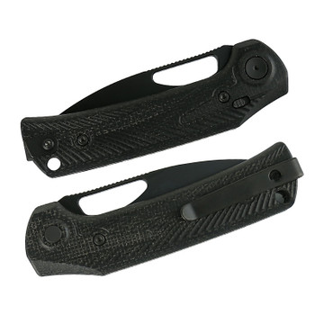 Reate PL-XE Folding Knife Black Micarta Handle Nitro-V Plain Edge Black PVD Finish