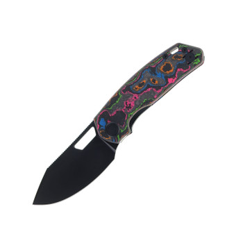 Divo Knives Growler Mini Pocket Knife 80's Camo Carbon Handle Blackwash S90V Blade
