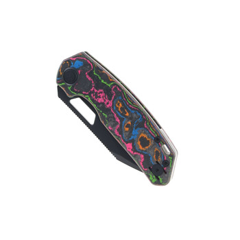 Divo Knives Growler Mini Pocket Knife 80's Camo Carbon Handle Blackwash S90V Blade