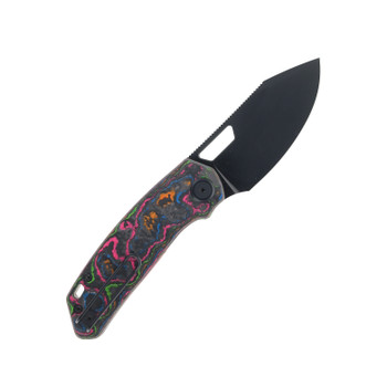 Divo Knives Growler Mini Pocket Knife 80's Camo Carbon Handle Blackwash S90V Blade
