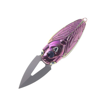 Rike Cicada Flipper Folding Knife Pink Titanium Handle M390 Plain Edge