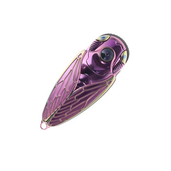 Rike Cicada Flipper Folding Knife Pink Titanium Handle M390 Plain Edge
