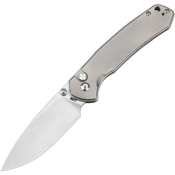 CJRB Pyrite Button Lock Folding Knife Gray Titanium Handle AR-RPM9