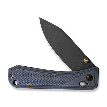 WE Bougie Banter Folding Knife Art Deco Blue Titanium Handle S45VN Black Blade WE24009-1