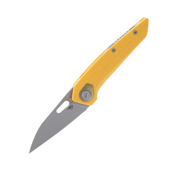 Bestech VK-Void Folding Knife Yellow G10 Handle M-CUT Plain Edge Beadblast Finish BG63A