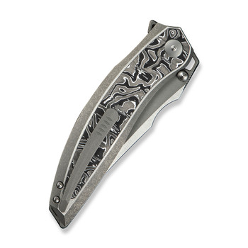 WE Quinseris Folding Knife Gray Titanium Aluminum Foil Carbon Fiber Handle M390 Plain Edge WE23093-3 WE Quinseris Folding Knife Gray Titanium Aluminum Foil Carbon Fiber Handle M390 Plain Edge WE23093-3