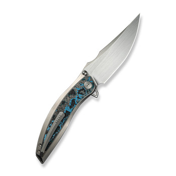 WE Quinseris Folding Knife Polished Beadblast Titanium/Arctic Storm Fat Carbon Fiber Handle M390 Plain Edge Hand Rubbed Satin Finish WE23093-4 WE Quinseris Folding Knife Polished Beadblast Titanium/Arctic Storm Fat Carbon Fiber Handle M390 Plain Edge Hand Rubbed Satin Finish WE23093-4