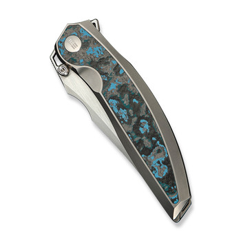 WE Quinseris Folding Knife Polished Beadblast Titanium/Arctic Storm Fat Carbon Fiber Handle M390 Plain Edge Hand Rubbed Satin Finish WE23093-4 WE Quinseris Folding Knife Polished Beadblast Titanium/Arctic Storm Fat Carbon Fiber Handle M390 Plain Edge Hand Rubbed Satin Finish WE23093-4