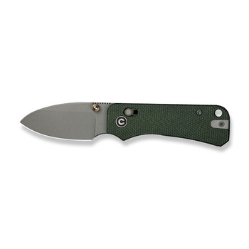 Civivi Baby Banter 2 Folding Knife Green Canvas Micarta Handle Nitro-V Plain Edge Gray Stonewash Finish C23074-3