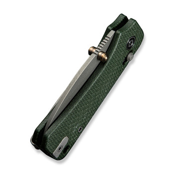 Civivi Baby Banter 2 Folding Knife Green Canvas Micarta Handle Nitro-V Plain Edge Gray Stonewash Finish C23074-3