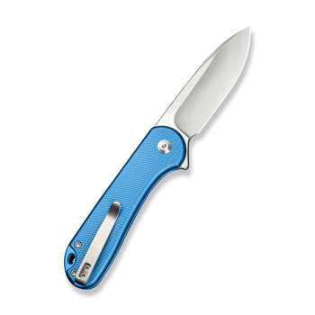Civivi Button Lock Elementum II Folding Knife Blue Aluminum Handle Nitro-V Plain Edge Satin Finish C18062PD-2
