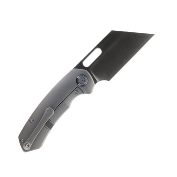 Kunwu Primo Folding Knife Beadblast Grey Titanium Handle Vancrron Plain Edge Satin Finish K710T-1A