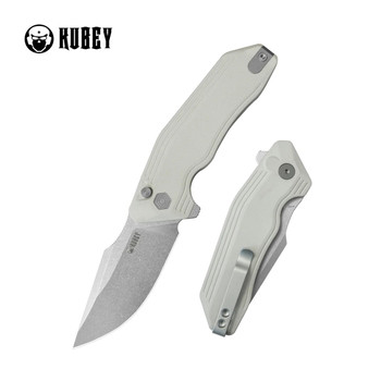 Kubey Basilisk Folding Knife Off White G10 Handle 14C28N Tanto Point Plain Edge Stonewash Finish KU391D Kubey Basilisk Folding Knife Off White G10 Handle 14C28N Tanto Point Plain Edge Stonewash Finish KU391D