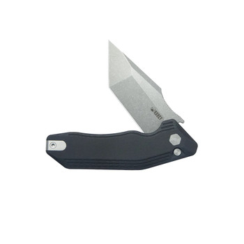 Kubey Yokai Folding Knife Black G10 Handle 14C28N Tanto Point Plain Edge Stonewash Finish KU392A
