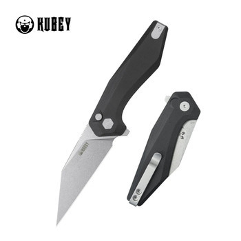 Kubey Fenrir Folding Knife Black G10 Handle 14C28N  Wharncliffe Plain Edge Stonewash Finish KU393A Kubey Fenrir Folding Knife Black G10 Handle 14C28N  Wharncliffe Plain Edge Stonewash Finish KU393A