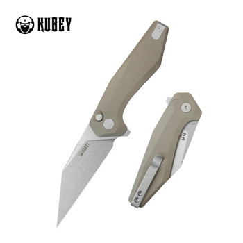 Kubey Fenrir Folding Knife Tan G10 Handle 14C28N Wharncliffe Plain Edge Stonewash Finish KU393C Kubey Fenrir Folding Knife Tan G10 Handle 14C28N Wharncliffe Plain Edge Stonewash Finish KU393C