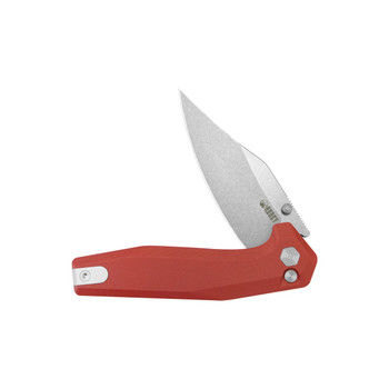 Kubey Hades Folding Knife Red G10 Handle 14C28N Wharncliffe Plain Edge Stonewash Finish KU394D