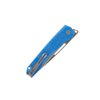 Petrified Fish Ripple Folding Knife Blue G10 Handle 14C28N Plain Edge Satin Finish P11-BS