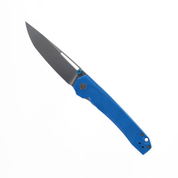 Petrified Fish Ripple Folding Knife Blue G10 Handle 14C28N Plain Edge Stonewash Finish P11-BW