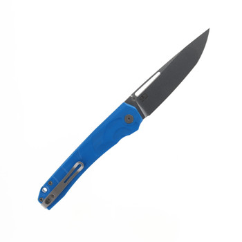 Petrified Fish Ripple Folding Knife Blue G10 Handle 14C28N Plain Edge Stonewash Finish P11-BW