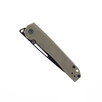 Petrified Fish Ripple Folding Knife Khaki G10 Handle 14C28N Plain Edge Black Stonewash Finish P11-KADW