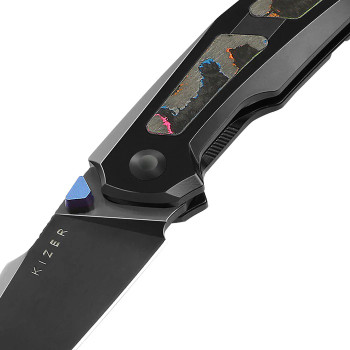 Kizer Feweed Folding Knife Camo Carbon 80s Titanium Handle S45VN Clip Point Plain Edge Ki3694A3 Kizer Feweed Folding Knife Camo Carbon 80s Titanium Handle S45VN Clip Point Plain Edge Ki3694A3