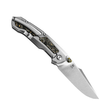 Kizer Feweed Folding Knife Camo Carbon Gold Titanium Handle Z-Wear Clip Point Plain Edge Ki3694A4 Kizer Feweed Folding Knife Camo Carbon Gold Titanium Handle Z-Wear Clip Point Plain Edge Ki3694A4