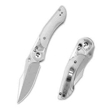 Kizer Mini Mystic Folding Knife White Acrylic/Aluminum Handle Nitro-V Clip Point Plain Edge V3636A1 Kizer Mini Mystic Folding Knife White Acrylic/Aluminum Handle Nitro-V Clip Point Plain Edge V3636A1