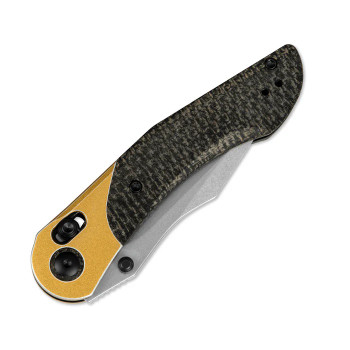 Kizer Mini Mystic Folding Knife Black/Yellow Aluminum/Burlap Micarta  Handle Nitro-V Clip Point Plain Edge V3636A2 Kizer Mini Mystic Folding Knife Black/Yellow Aluminum/Burlap Micarta  Handle Nitro-V Clip Point Plain Edge V3636A2