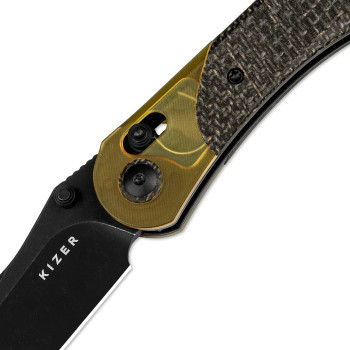 Kizer Mini Mystic Folding Knife Black/Yellow Burlap Micarta/PEI Handle Nitro-V Clip Point Plain Edge V3636C1 Kizer Mini Mystic Folding Knife Black/Yellow Burlap Micarta/PEI Handle Nitro-V Clip Point Plain Edge V3636C1