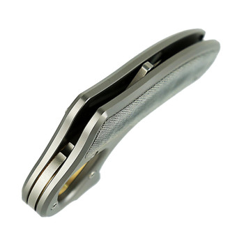 Reate Exo-D Ti-Bead Blast Handle Elmax Belt Satin Blade Black Micarta Inlay Folding Knife Reate Exo-D Ti-Bead Blast Handle Elmax Belt Satin Blade Black Micarta Inlay Folding Knife