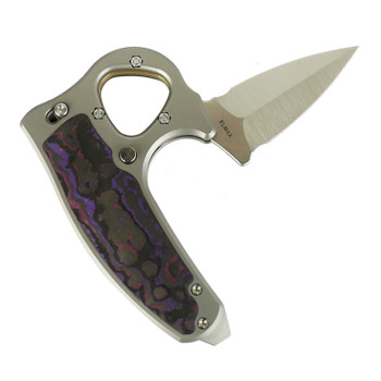 Reate Exo-D Ti-Bead Blast Handle Elmax Belt Satin Blade Fat Carbon-Purple Haze Inlay Folding Knife Reate Exo-D Ti-Bead Blast Handle Elmax Belt Satin Blade Fat Carbon-Purple Haze Inlay Folding Knife