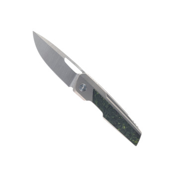Tuya Folding Knife Anzu Green/Black Marble Carbon Fiber Handle M390 Drop Point Plain Edge Satin Finish T1746-C