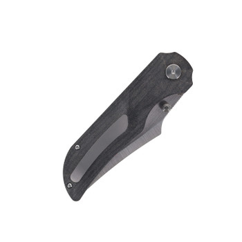 Tuya Wolf Folding Knife Black G-Carta Micarta Handle M390 Harpoon Plain Edge Satin Finish T1745-E