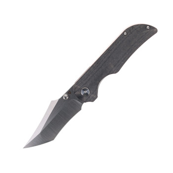 Tuya Wolf Folding Knife Black G-Carta Micarta Handle M390 Harpoon Plain Edge Satin Finish T1745-E