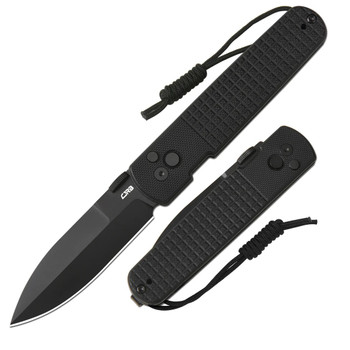 CJRB Locust Folding Knife Black G10 Handle AR-RPM9 Spear Point Plain Black Blade J1951-BBK