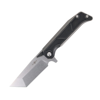TwoSun Folding Knife Black Titanium Handle 14C28N Plain Edge TS564