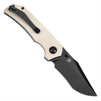 Tenable Fermi Folding Knife Off White G10 Handle 14C28N Plain Black Blade T1122A1