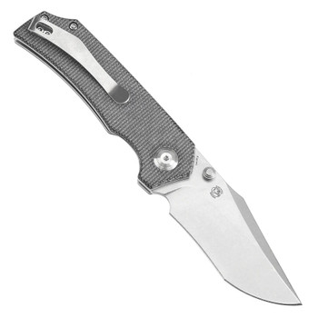 Tenable Fermi Folding Knife Black Micarta Handle 14C28N Plain Edge Stonewash Finish T1122A3