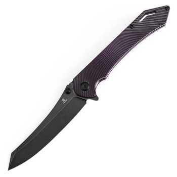 Tenable Colibri Tech Folding Knife Black/Purple G10 Handle Nitro-V Sheepsfoot Plain Edge Blackwash Finish T1060A3