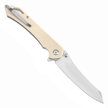 Tenable Colibri Tech Folding Knife Off White G10 Handle Nitro-V Sheepsfoot Plain Edge Stonewash Finish T1060A4